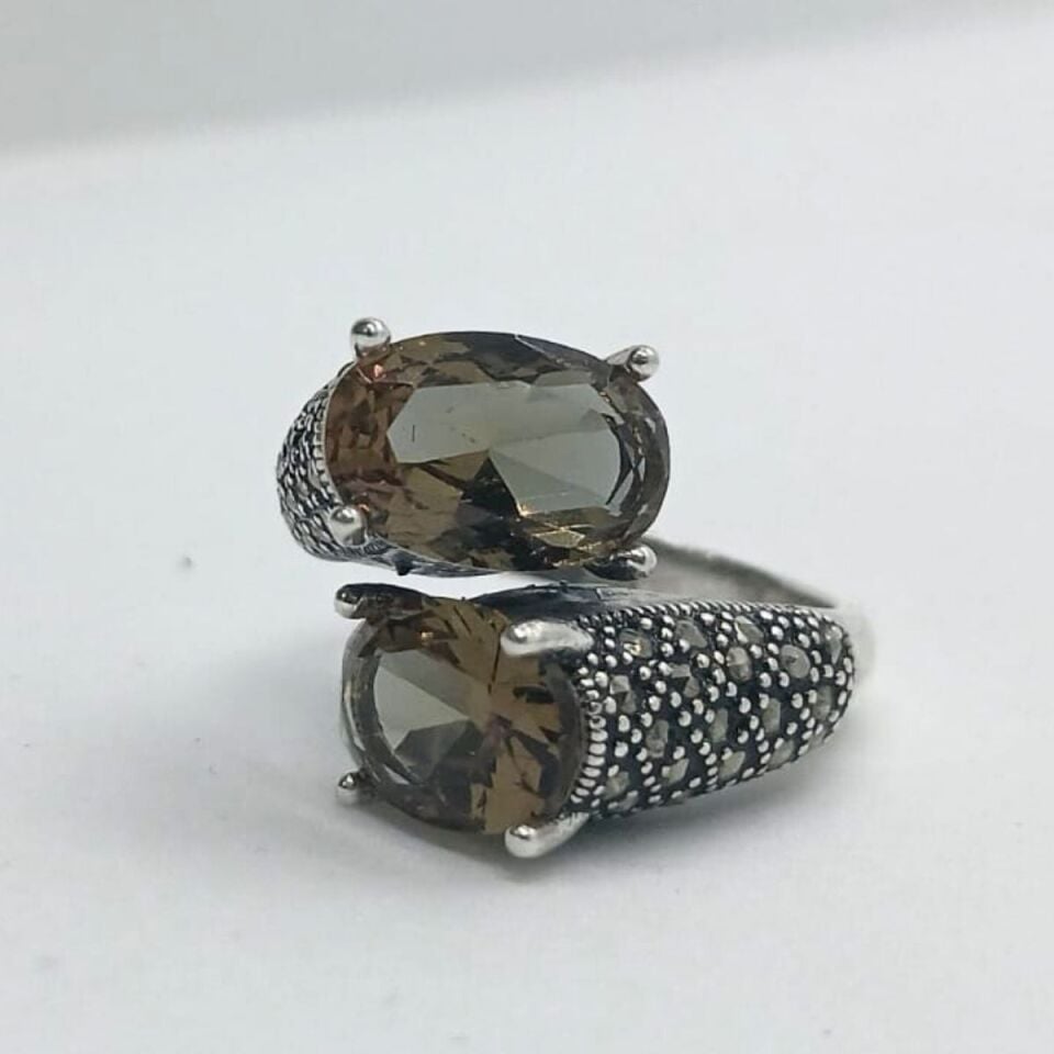 Markazit Kenarlı Zultanit Doğal Taşlı Gümüş Takım