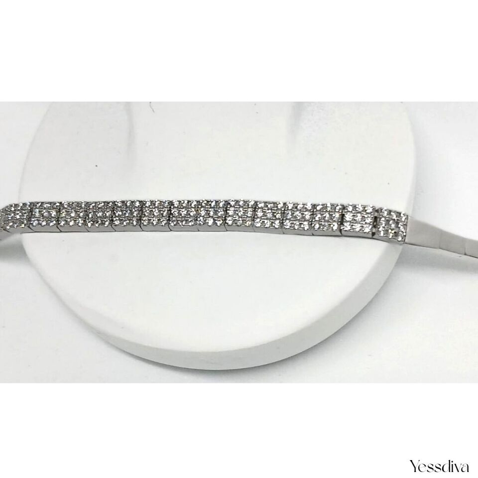 Baget Zirkon Taşlı Gümüş Bileklik