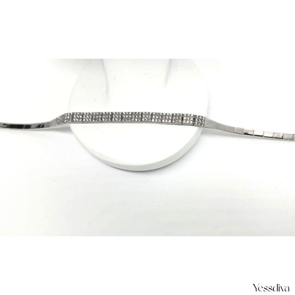 Baget Zirkon Taşlı Gümüş Bileklik