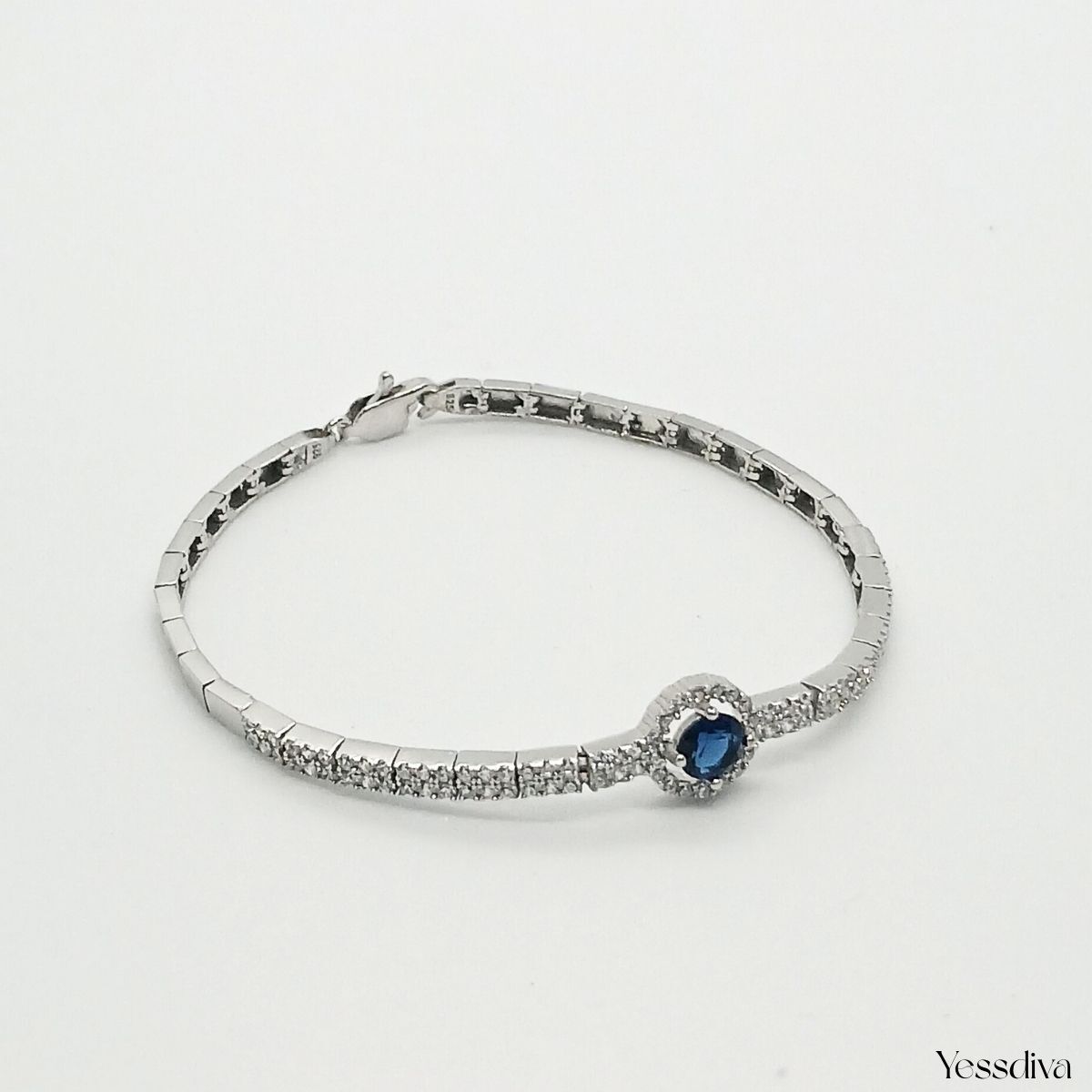Mavi Zirkon Taşlı Gümüş Bileklik