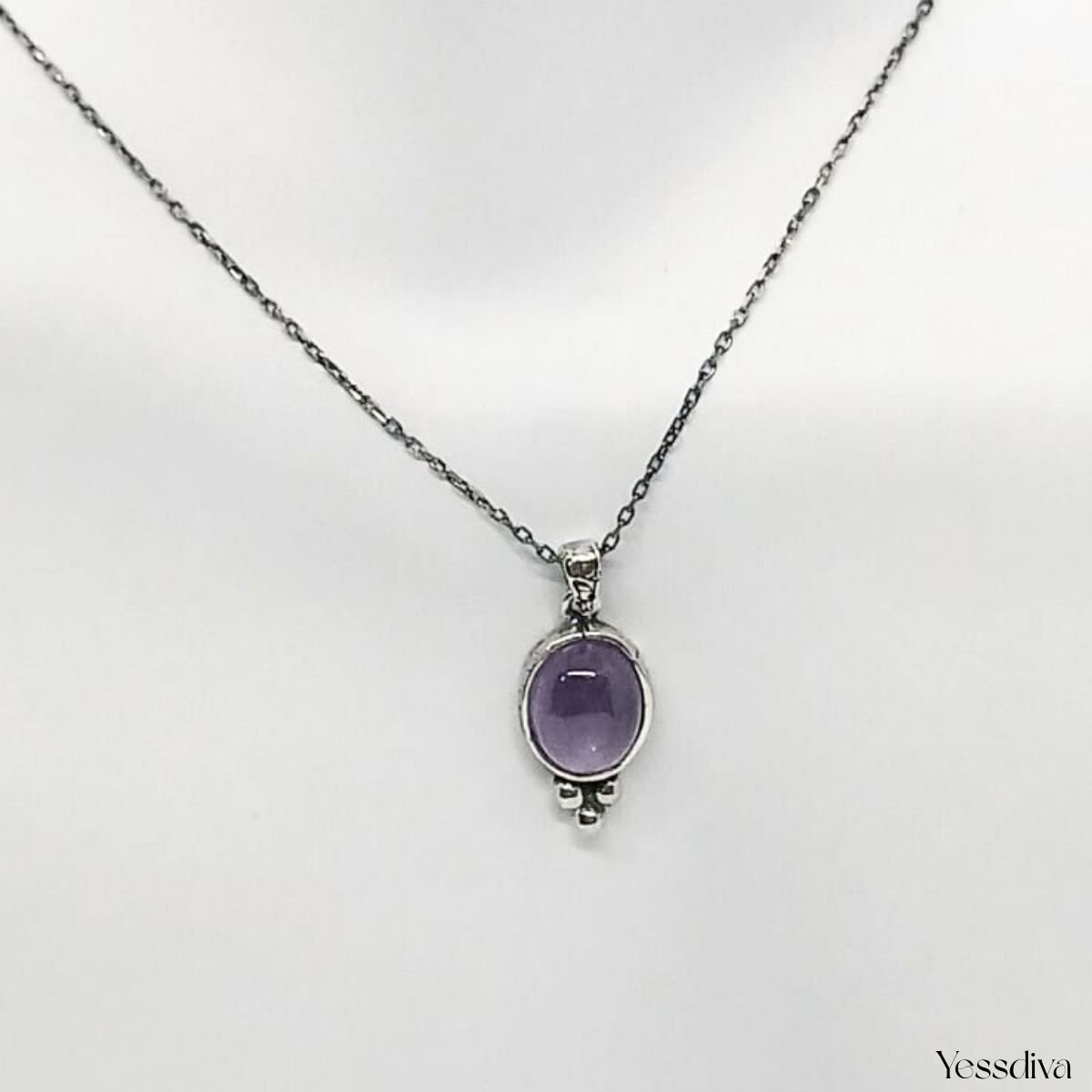 Gümüş Ametis Doğal Taş kolye