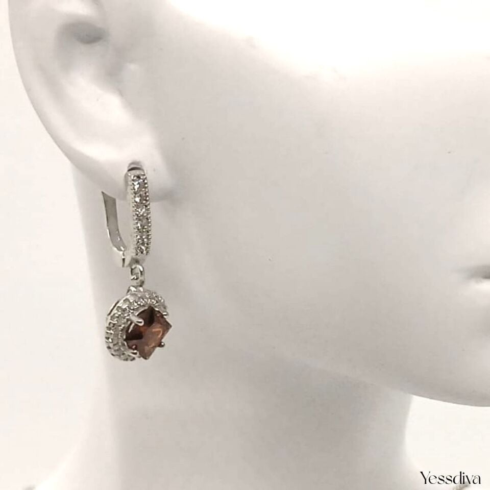 Garnet Taşlı Gümüş Kolye Yüzük Küpe Takım