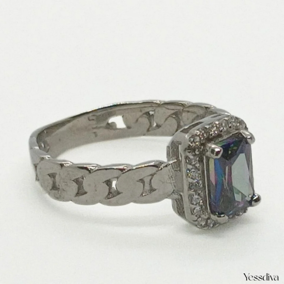 Topaz Zirkon Taşlı Gümüş Yüzük