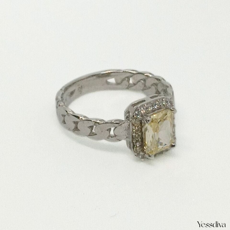 Sitrin  Zirkon Taşlı Baget Yüzük