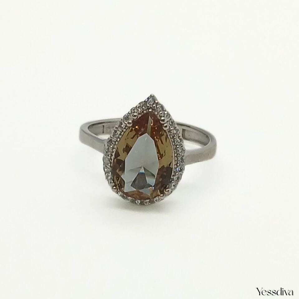 Zultanit Doğal Taşlı Damla Gümüş Yüzük