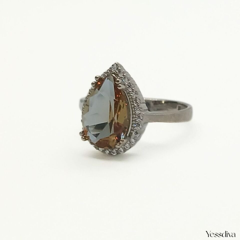 Zultanit Doğal Taşlı Damla Gümüş Yüzük