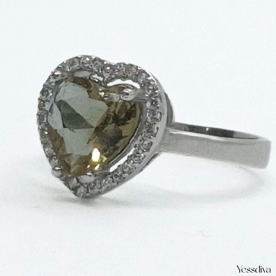 Zultanit Doğal Taşlı Kalp Gümüş Yüzük