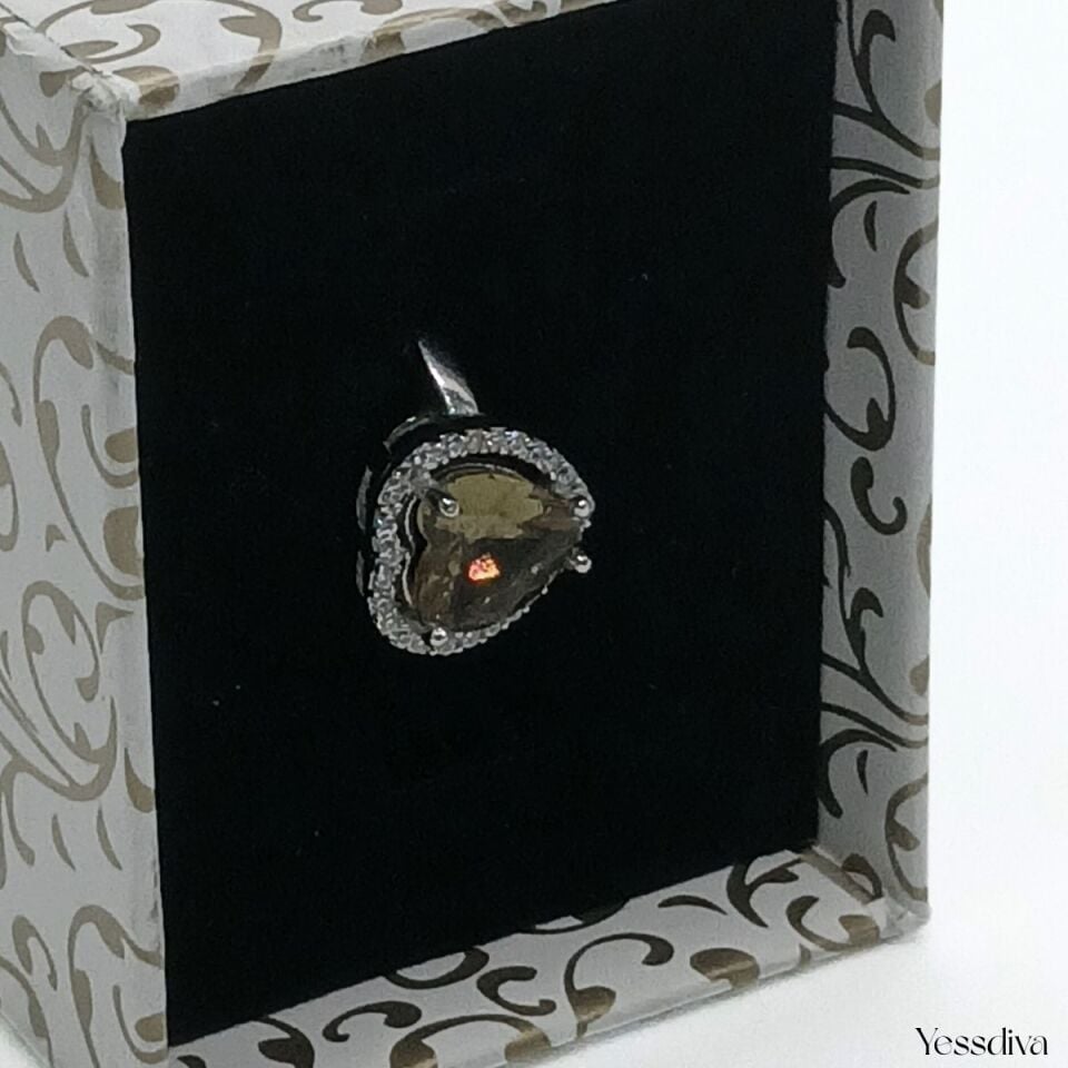 Zultanit Doğal Taşlı Kalp Gümüş Yüzük