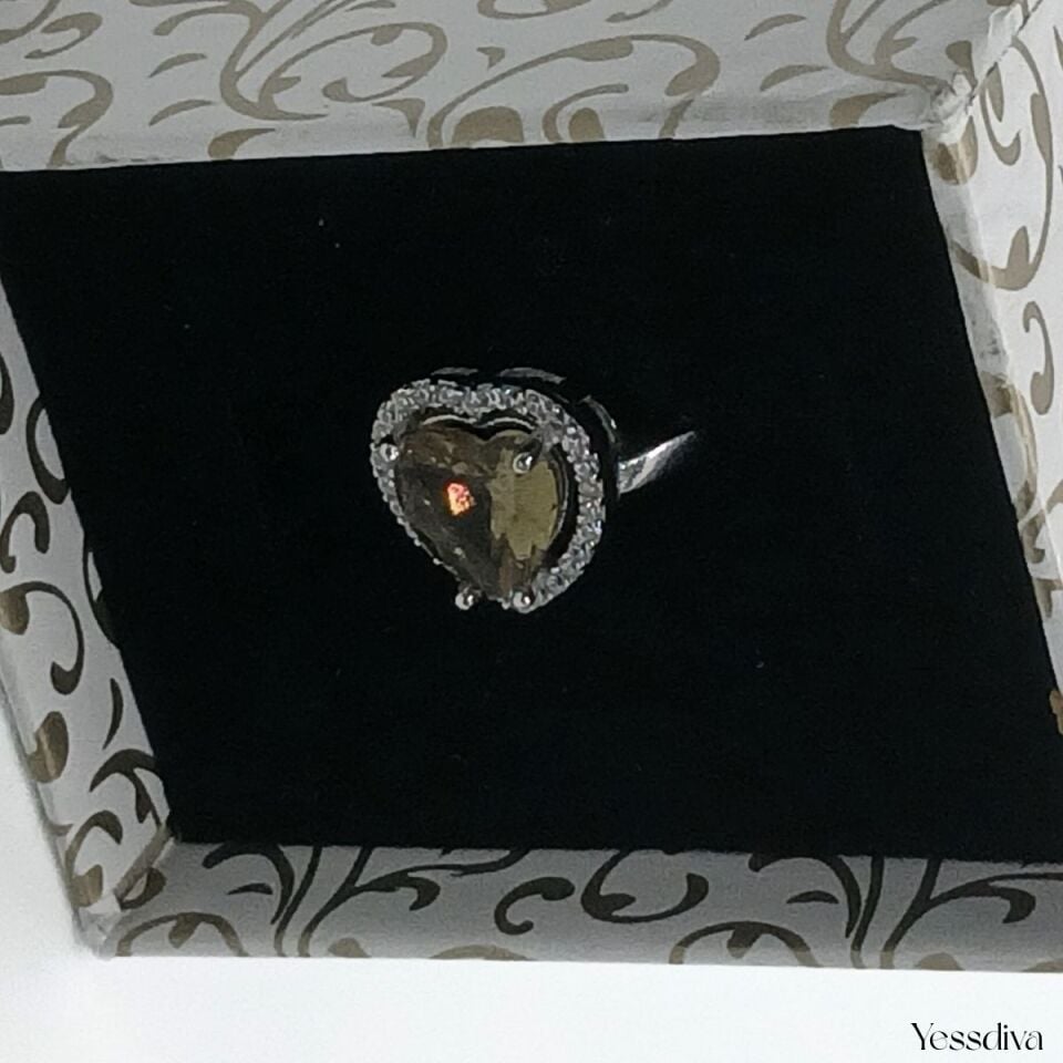 Zultanit Doğal Taşlı Kalp Gümüş Yüzük