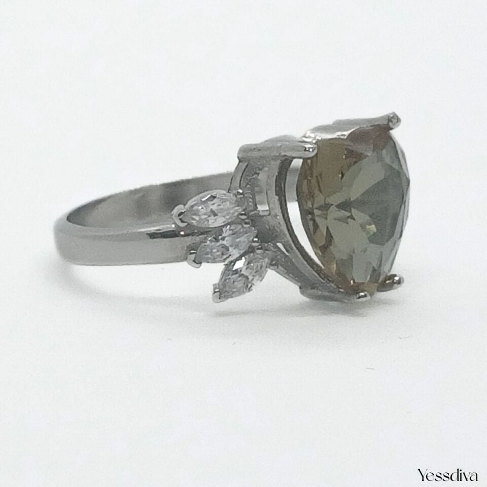 Zultanit Doğal Taşlı Kalp Melek Gümüş Yüzük