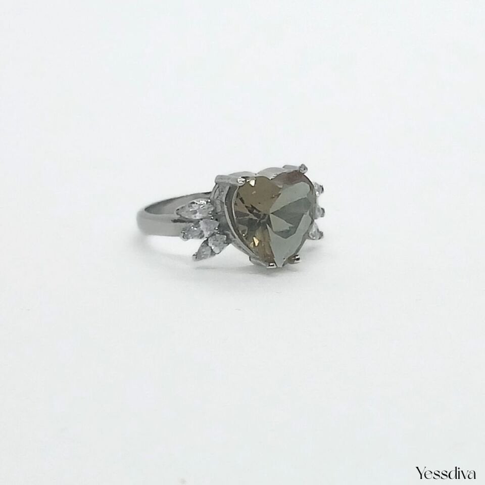 Zultanit Doğal Taşlı Kalp Melek Gümüş Yüzük