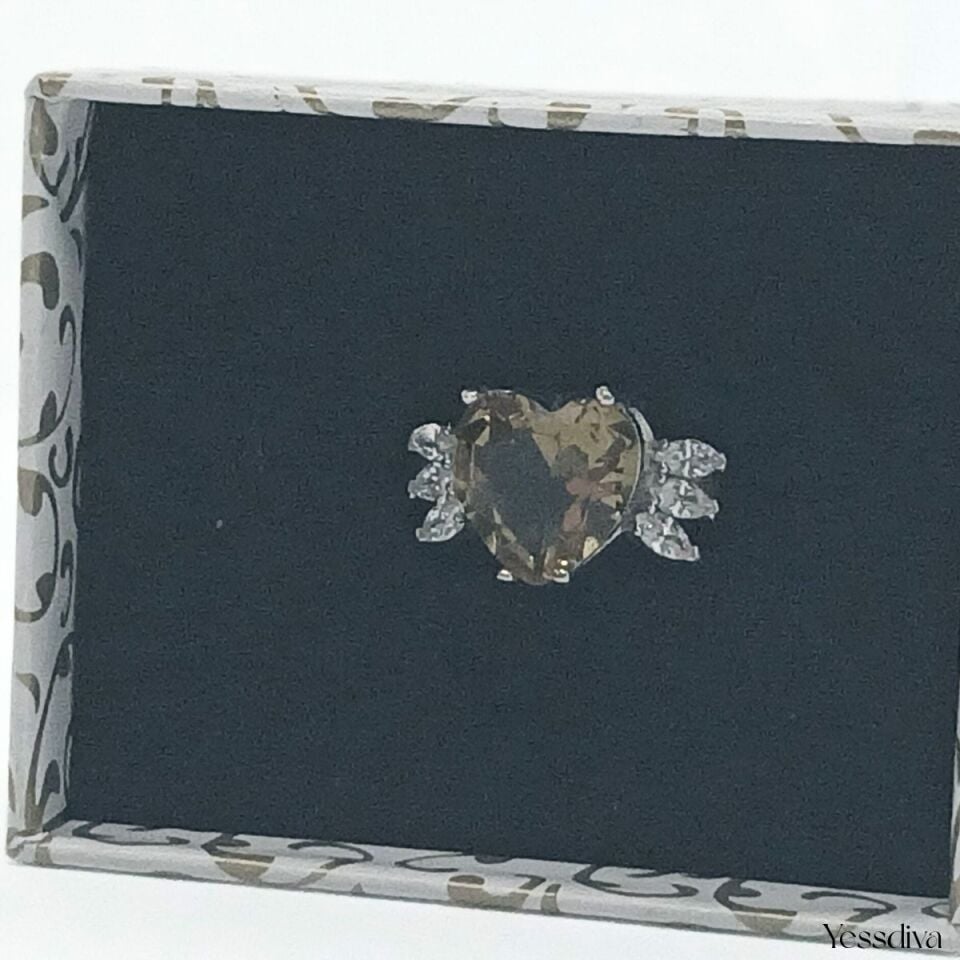 Zultanit Doğal Taşlı Kalp Melek Gümüş Yüzük