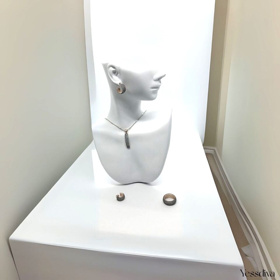 Milk Taşı Tam Tur Kolye Yüzük Küpe Takım