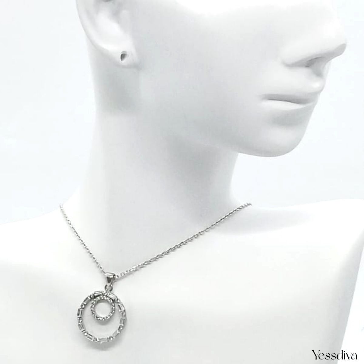 Dualite Zirkon Taşlı Gümüş Kolye