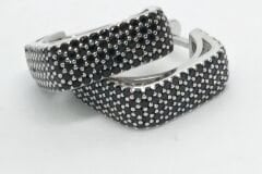 Kare Siyah Zirkon Taşlı Küpe